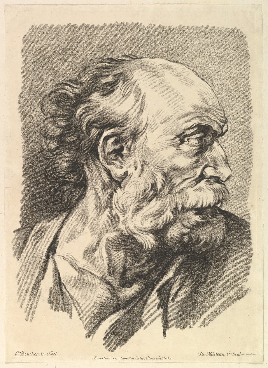 Head of a Man, midten af 1700-tallet. af Gilles Demarteau
