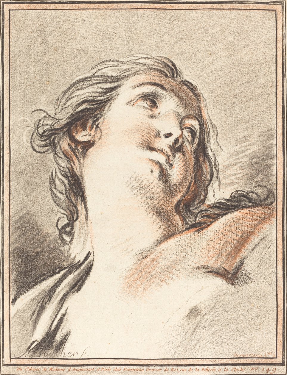 Leder af en kvinde ser op, 1767. af Gilles Demarteau