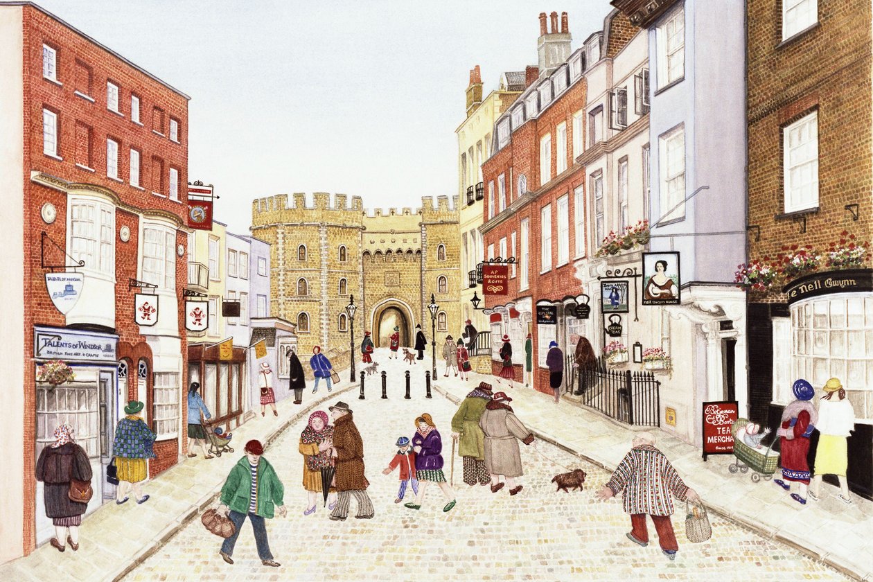 Windsor Castle, 1989 (akvarel på papir) af Gillian Lawson