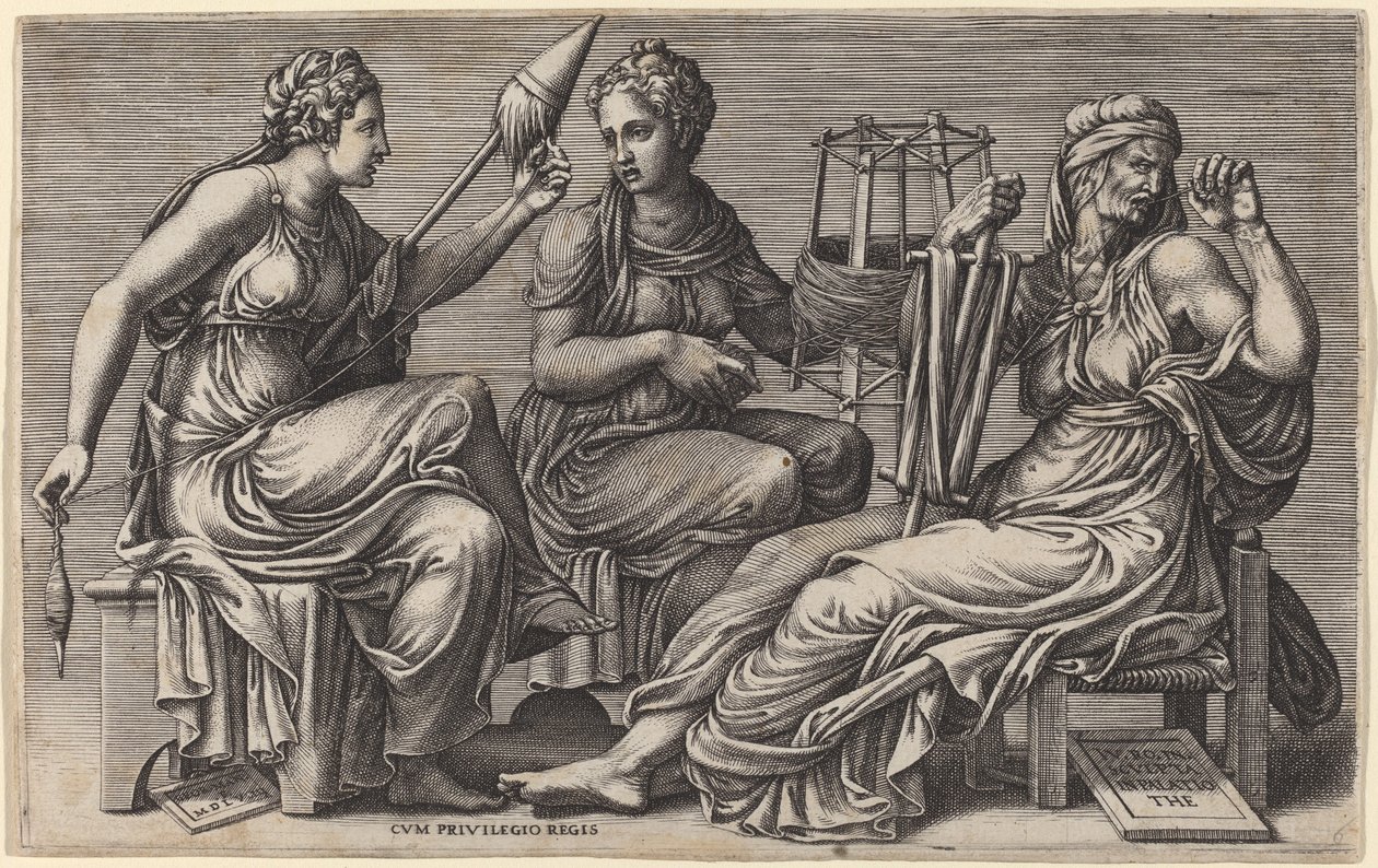 De tre skæbner af Giorgio Ghisi after Giulio Romano