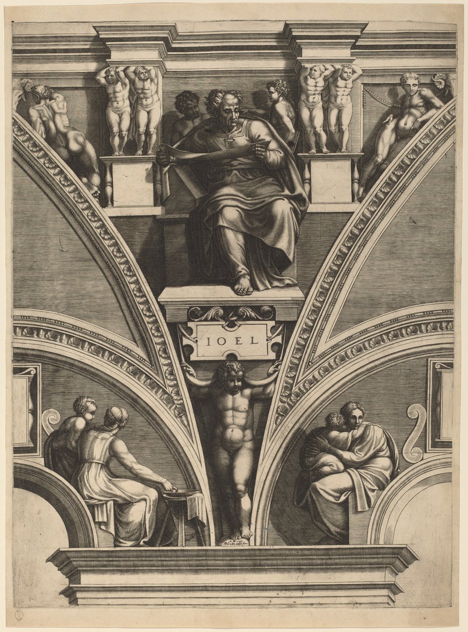 Profeten Joel af Giorgio Ghisi after Michelangelo