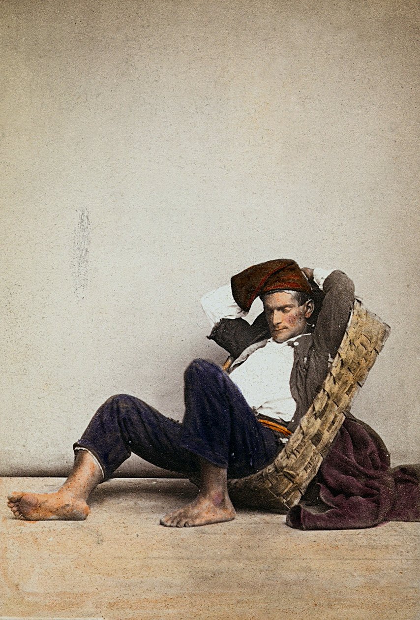 "Lazzarone" (napolitansk hjemløs tigger). Napoli af Giorgio Sommer