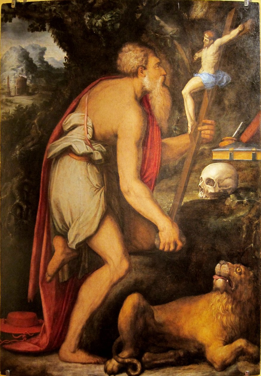 Fransk: Saint Jérôme en méditation. af Giorgio Vasari