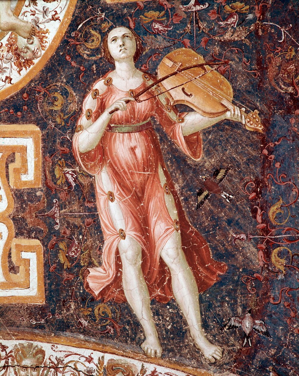 Ung kvinde spiller violin (Fresco af Giorgio Vasari