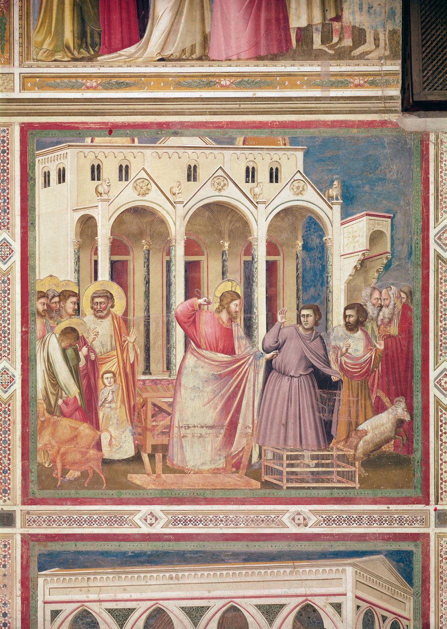 Jesus jager købmændene fra templet, ca. 1303-05 af Giotto di Bondone