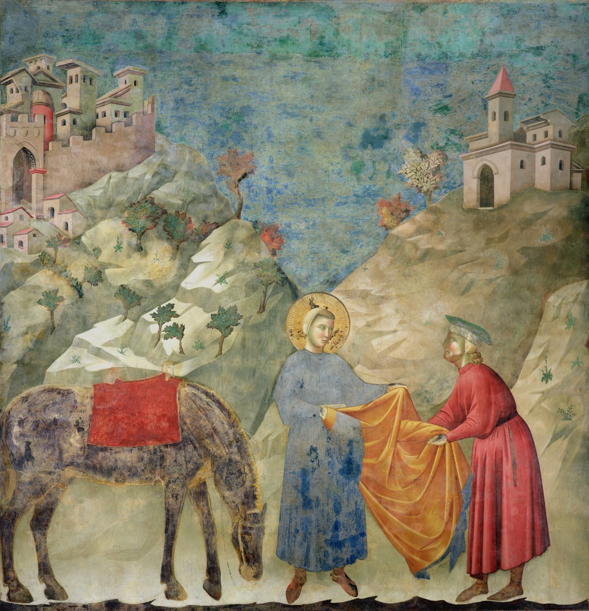 St. Frans giver sin frakke til en fremmed, 1296-97 af Giotto di Bondone