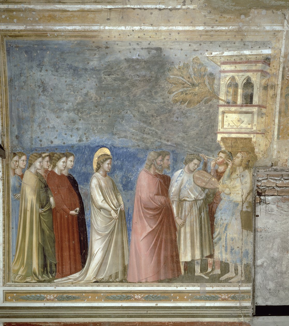 Jomfruens bryllupsoptog, ca. 1305 (før restaurering) af Giotto di Bondone