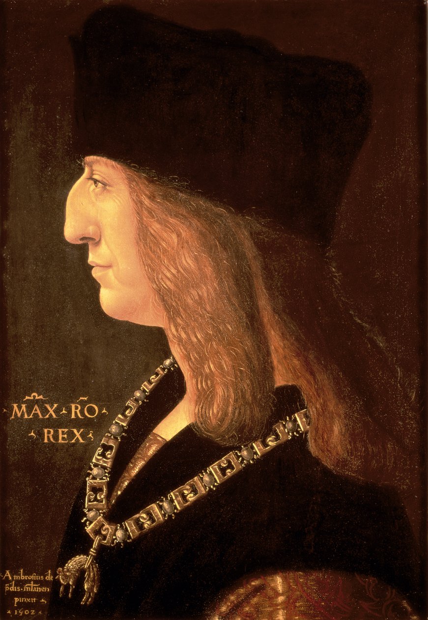 Kejser Maximilian I af Tyskland (1459-1519), 1502 (panel) af Giovanni Ambrogio de Predis