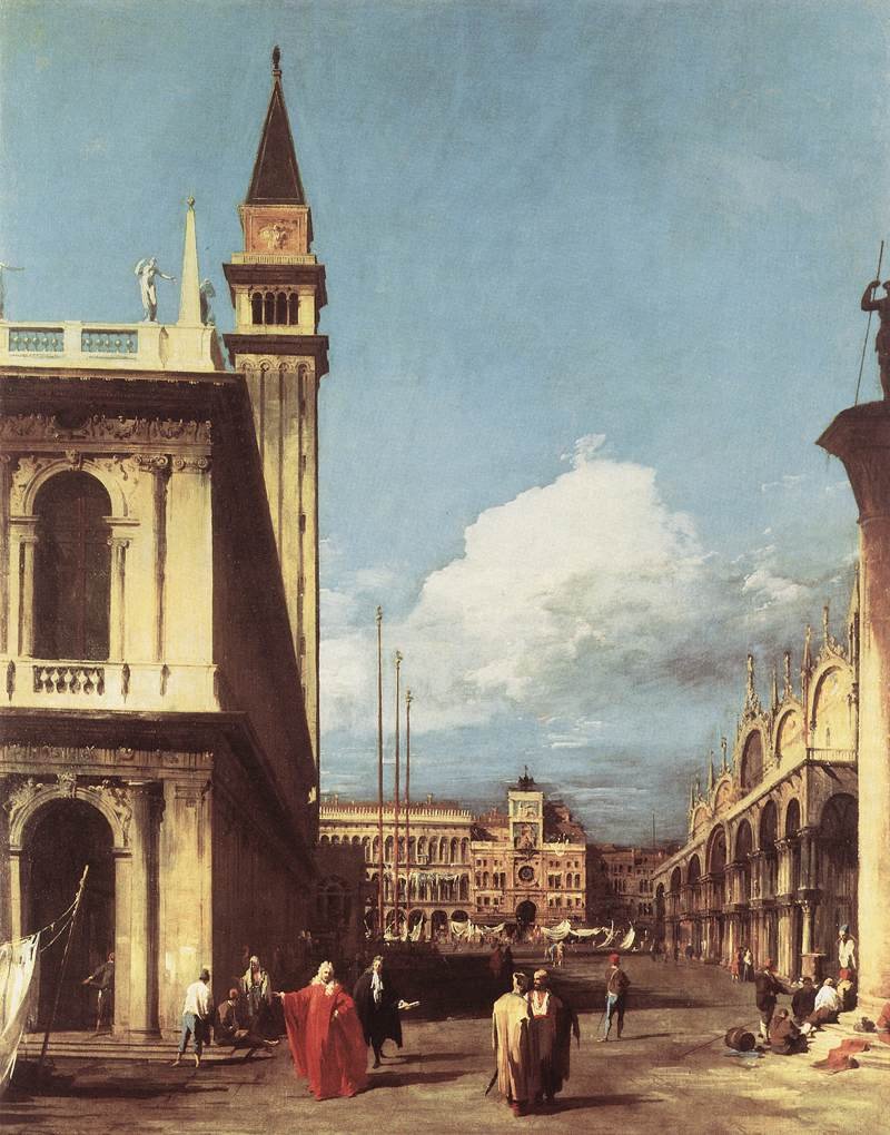 Piazzettaen, med udsigt mod klokketårnet af Giovanni Antonio Canal