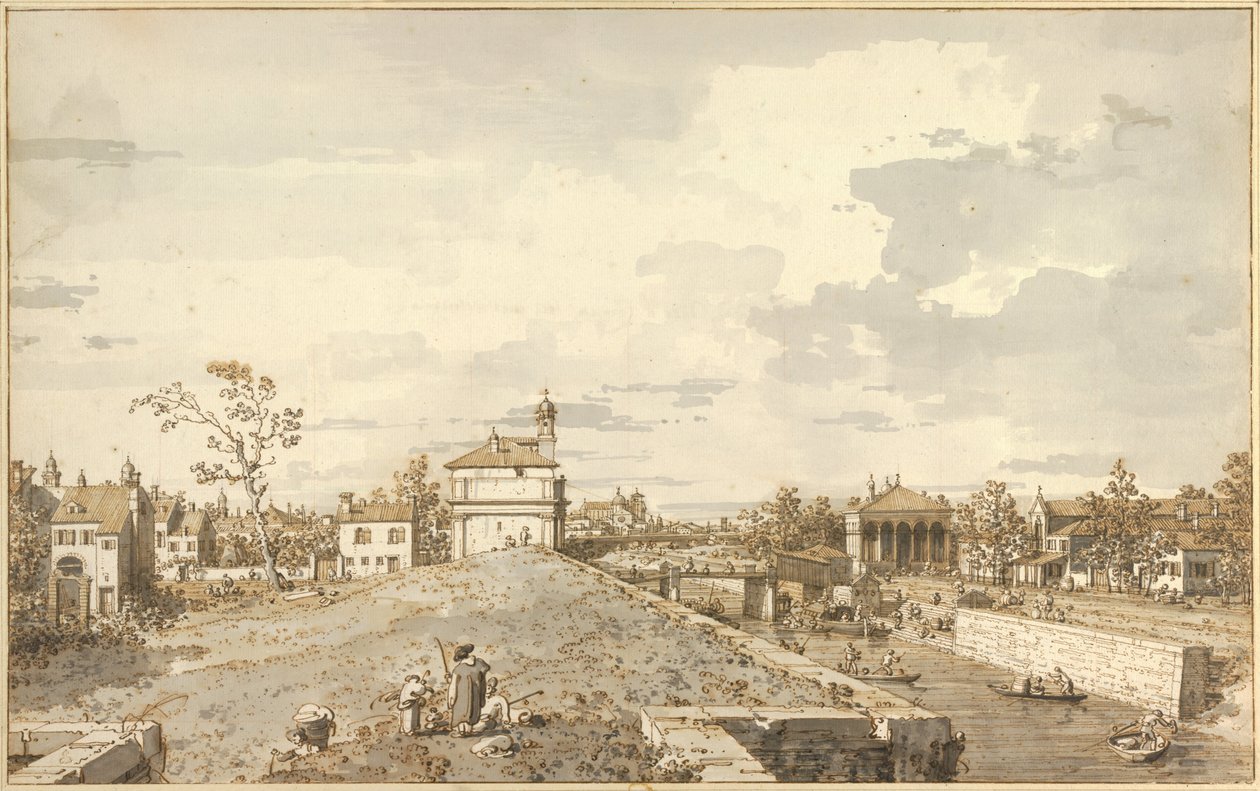 Porta Portello med Brenta -kanalen i Padua af Giovanni Antonio Canal