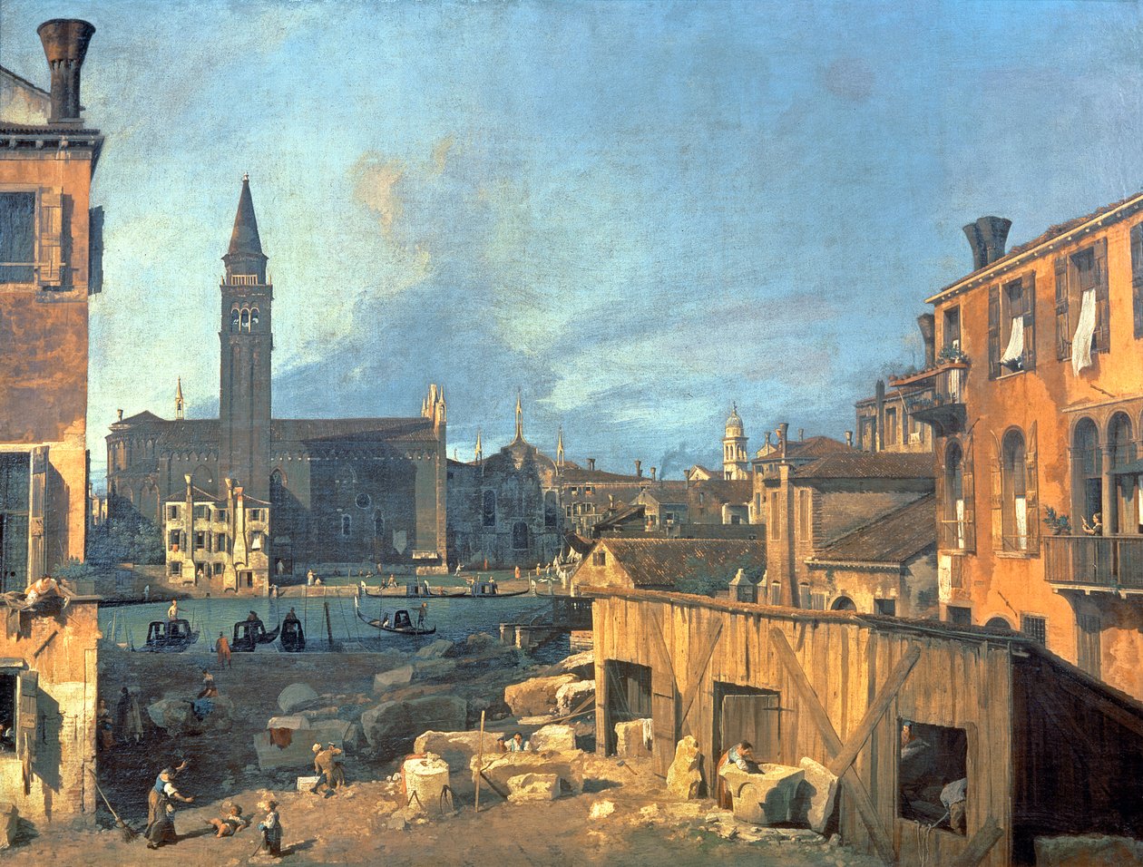 Venedig: Campo San Vidal og Santa Maria della Carita (Stenhuggergården) 1727-28 af Giovanni Antonio Canal