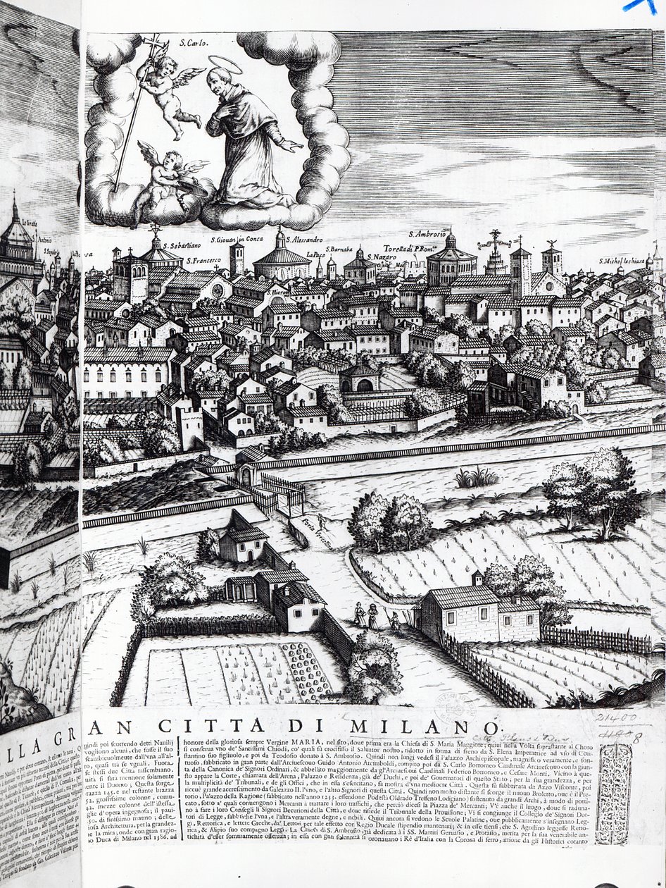 Et udsnit af et kort over Milano, 1640 af Giovanni Battista Bonacina