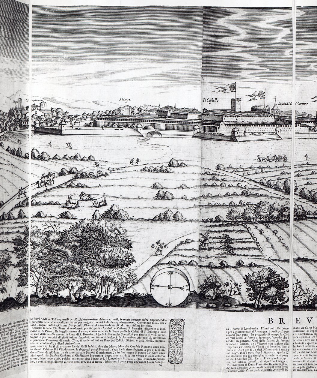 Et udsnit af et kort over Milano, 1640 af Giovanni Battista Bonacina
