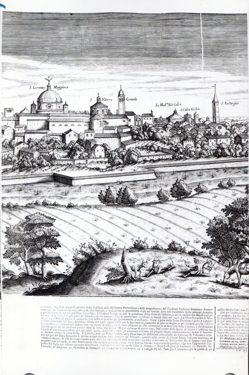 Et udsnit af et kort over Milano, 1640 af Giovanni Battista Bonacina