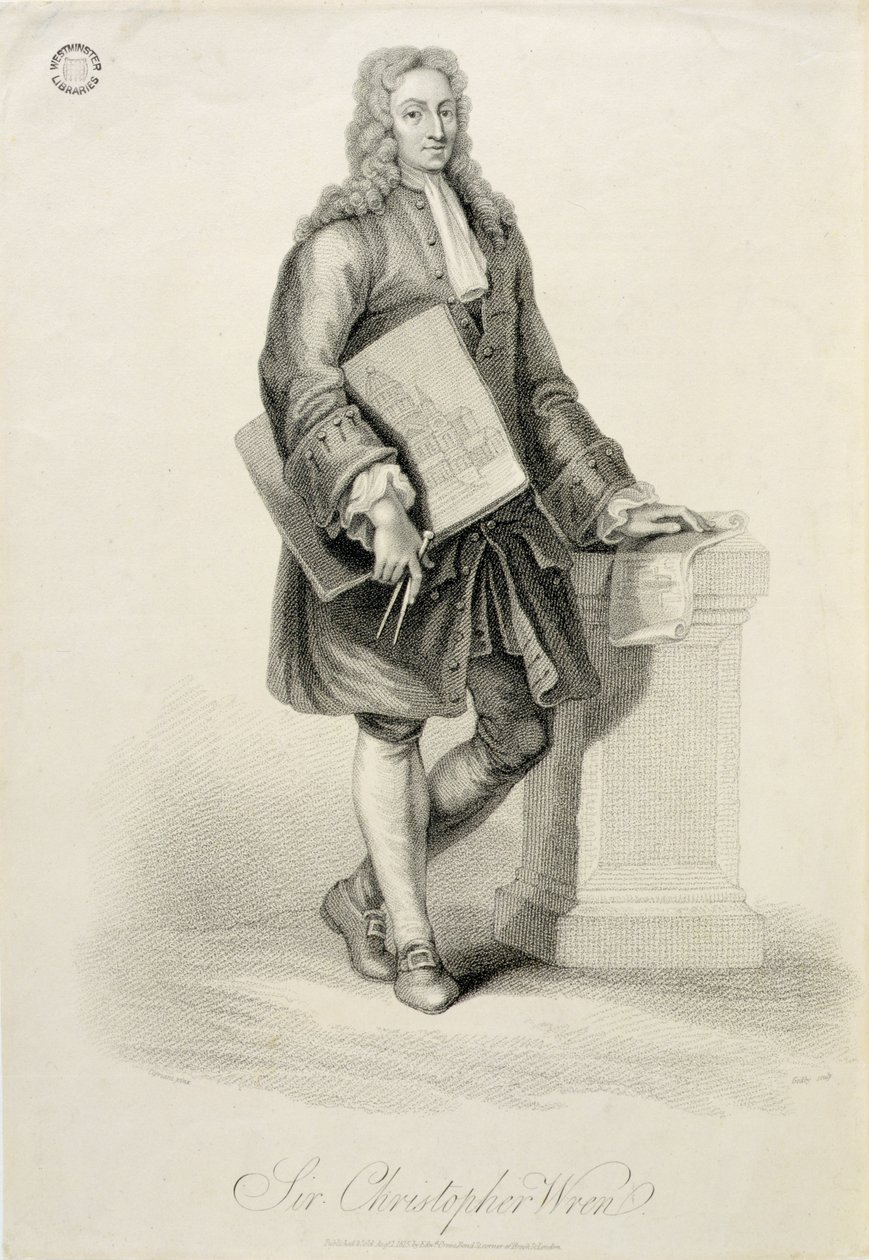 Sir Christopher Wren (1632-1723), indgraveret af James Godby (fl. 1790-1820), pub. af Edward Orme, 1815 af Giovanni Battista Cipriani