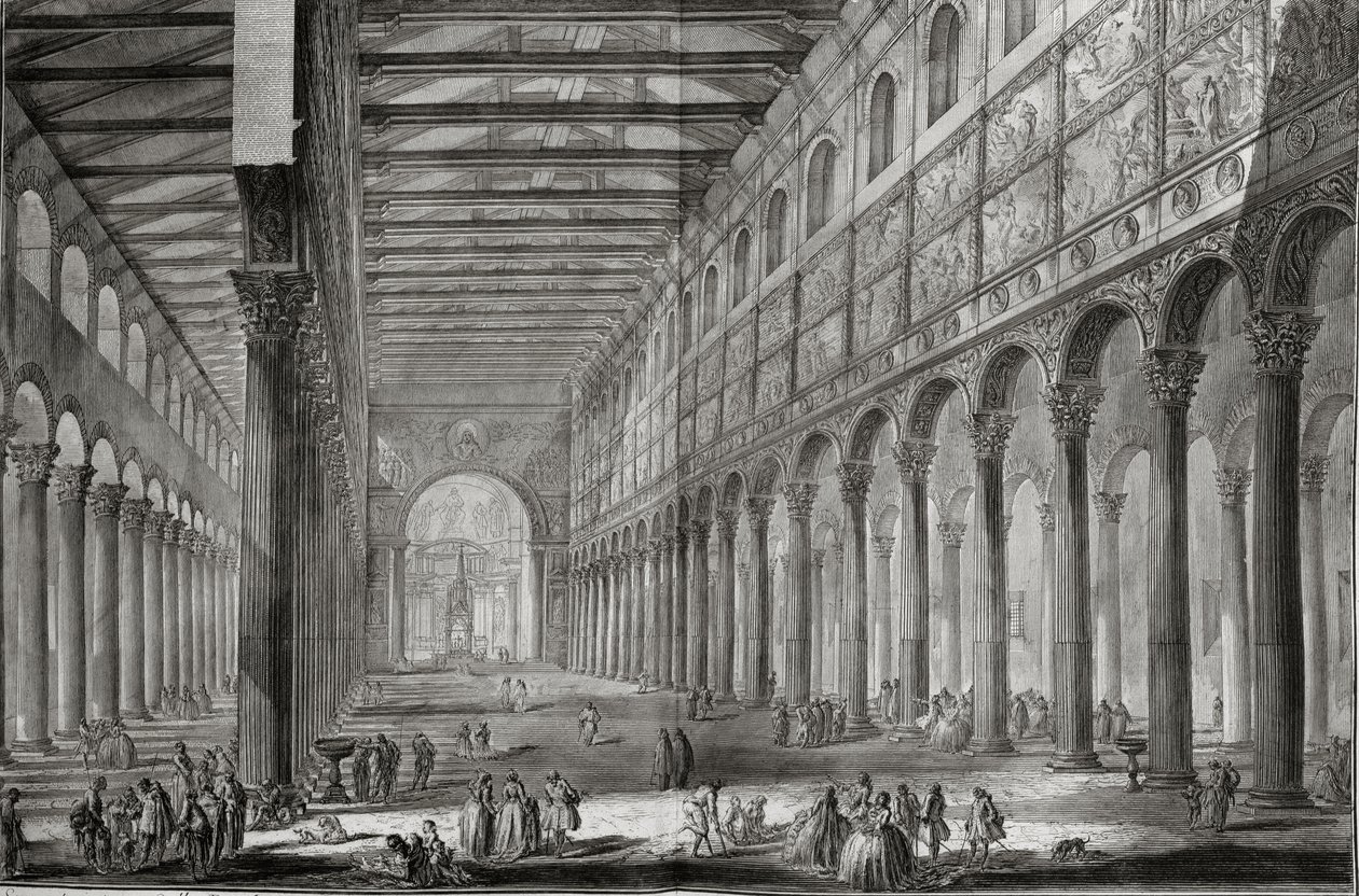 Interiør af basilikaen San Paolo Fuori le Mura, Rom, fra 