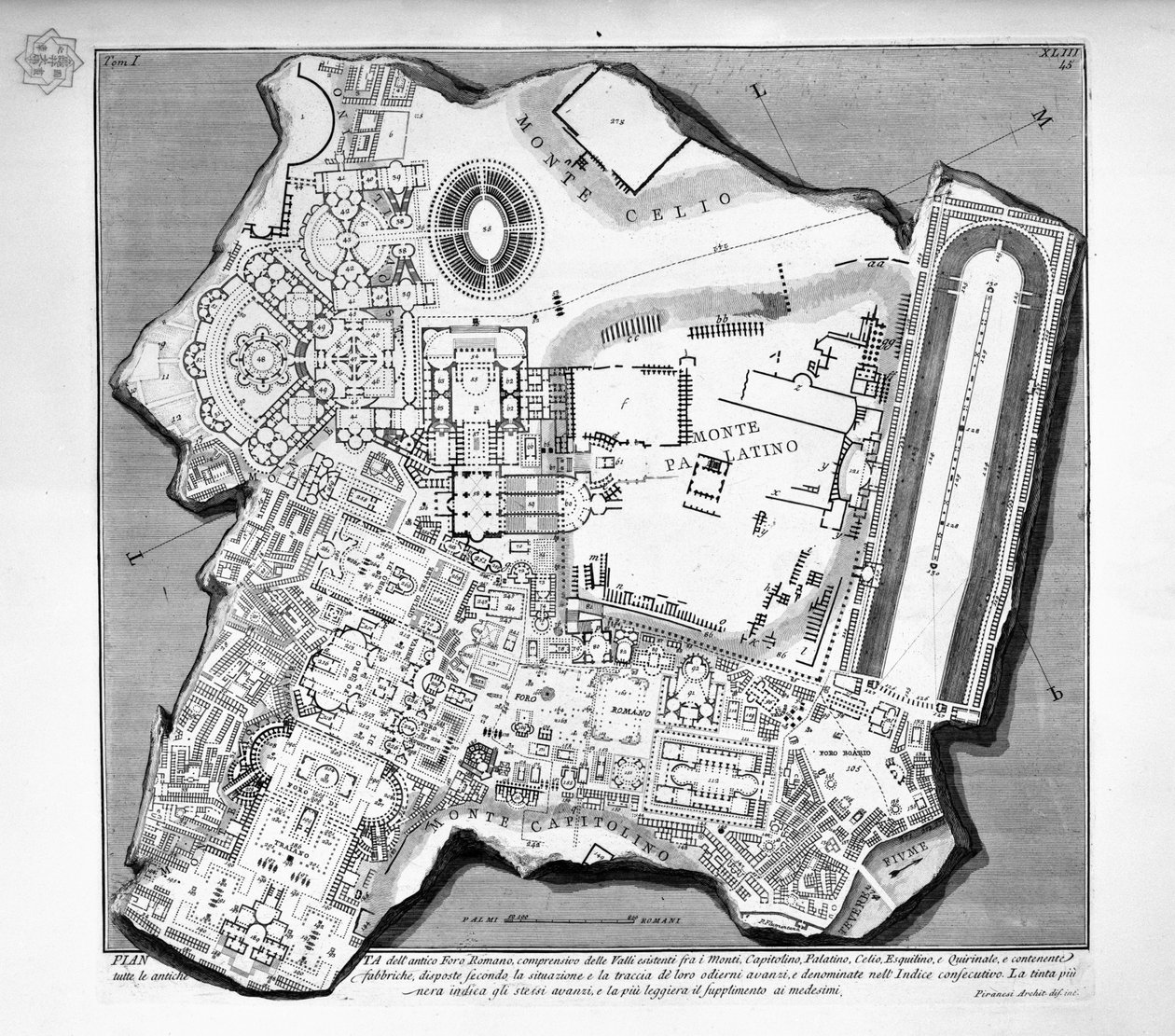 Kort over Forum Romanum af Giovanni Battista Piranesi