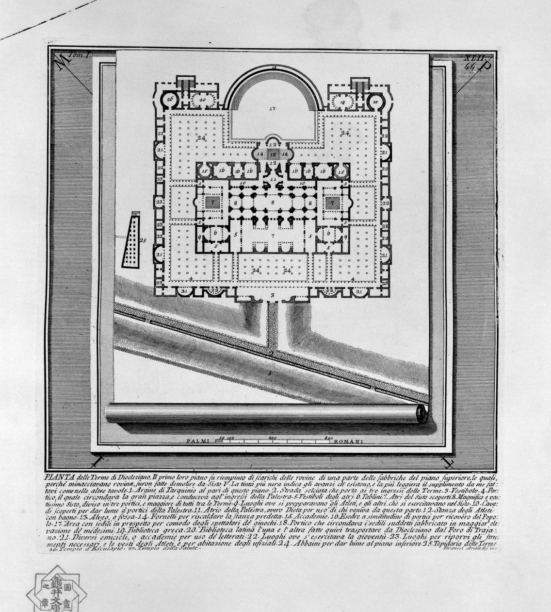 Plan over badene i Diocletianus (Rom) af Giovanni Battista Piranesi