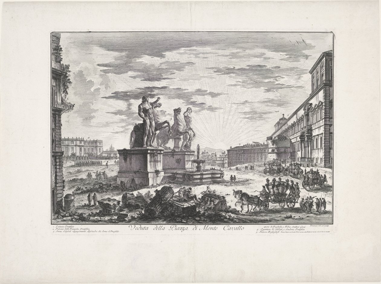 Udsigt over Monte Cavallo -pladsen af Giovanni Battista Piranesi