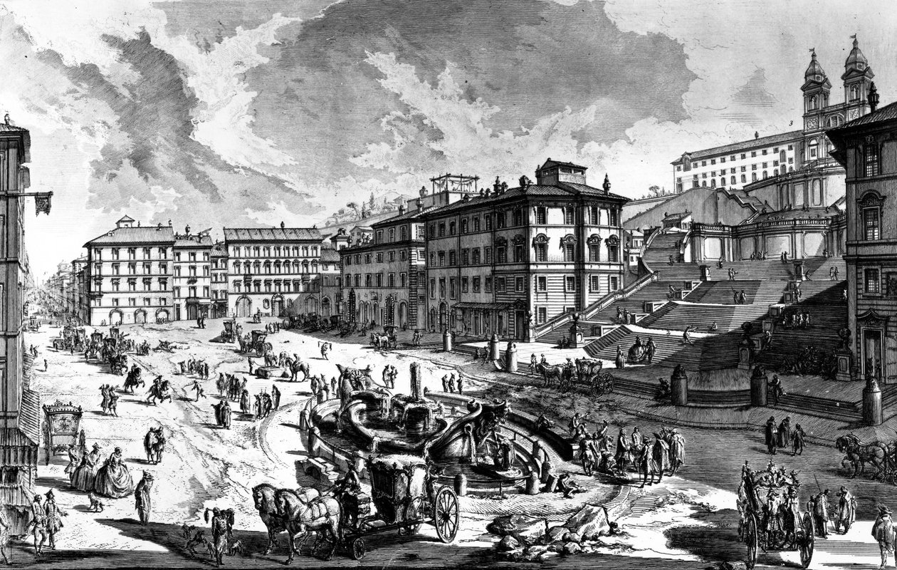 Udsigt over Piazza di Spagna, fra 