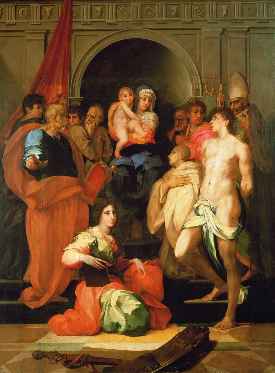 Madonna troner med ti hellige af Giovanni Battista Rosso Fiorentino