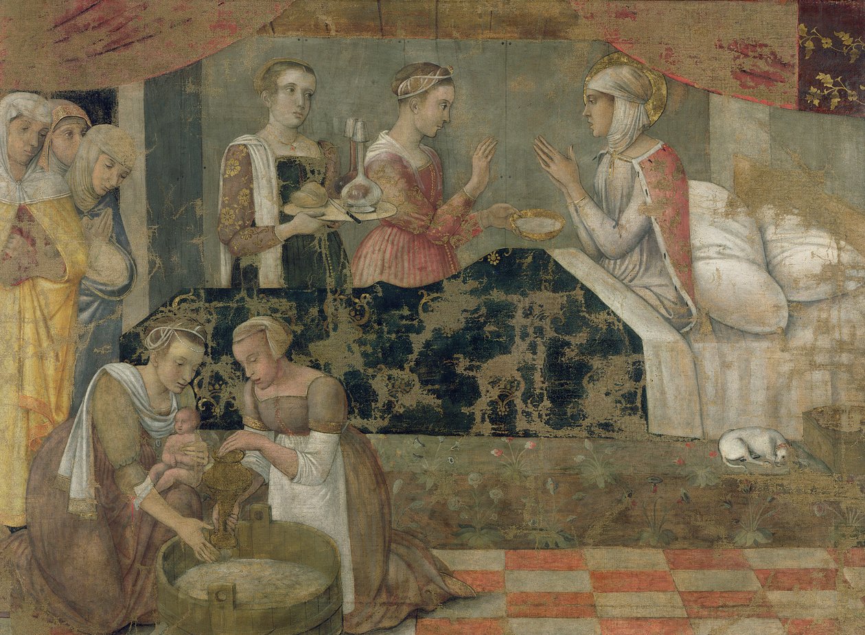 Jomfruens fødsel (tempera på panel) af Giovanni Bellini