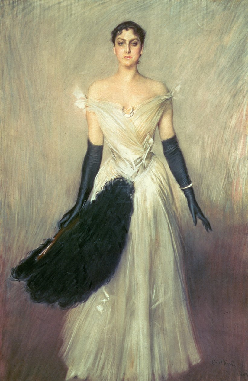 Portræt af en dame, 1889 (pastel) af Giovanni Boldini