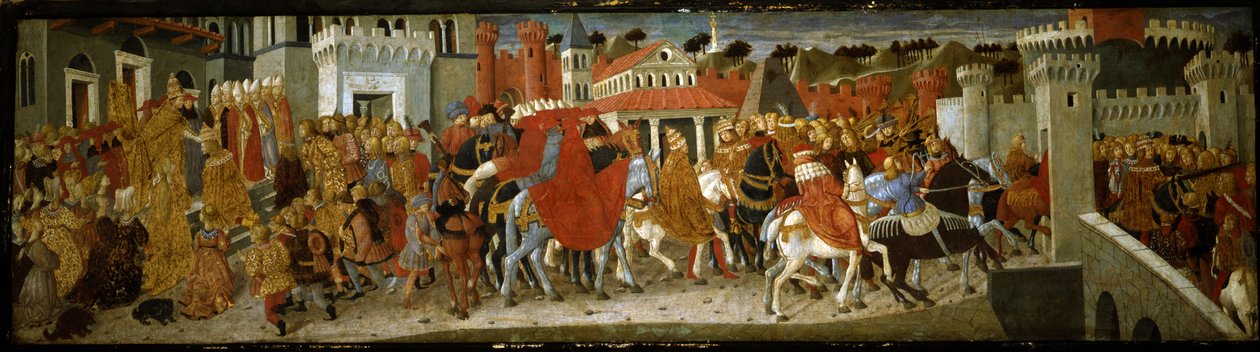 Scener fra kroningen af kejser Frederik III i Rom (tempera på panel) af Giovanni Di Ser Giovanni Guidi