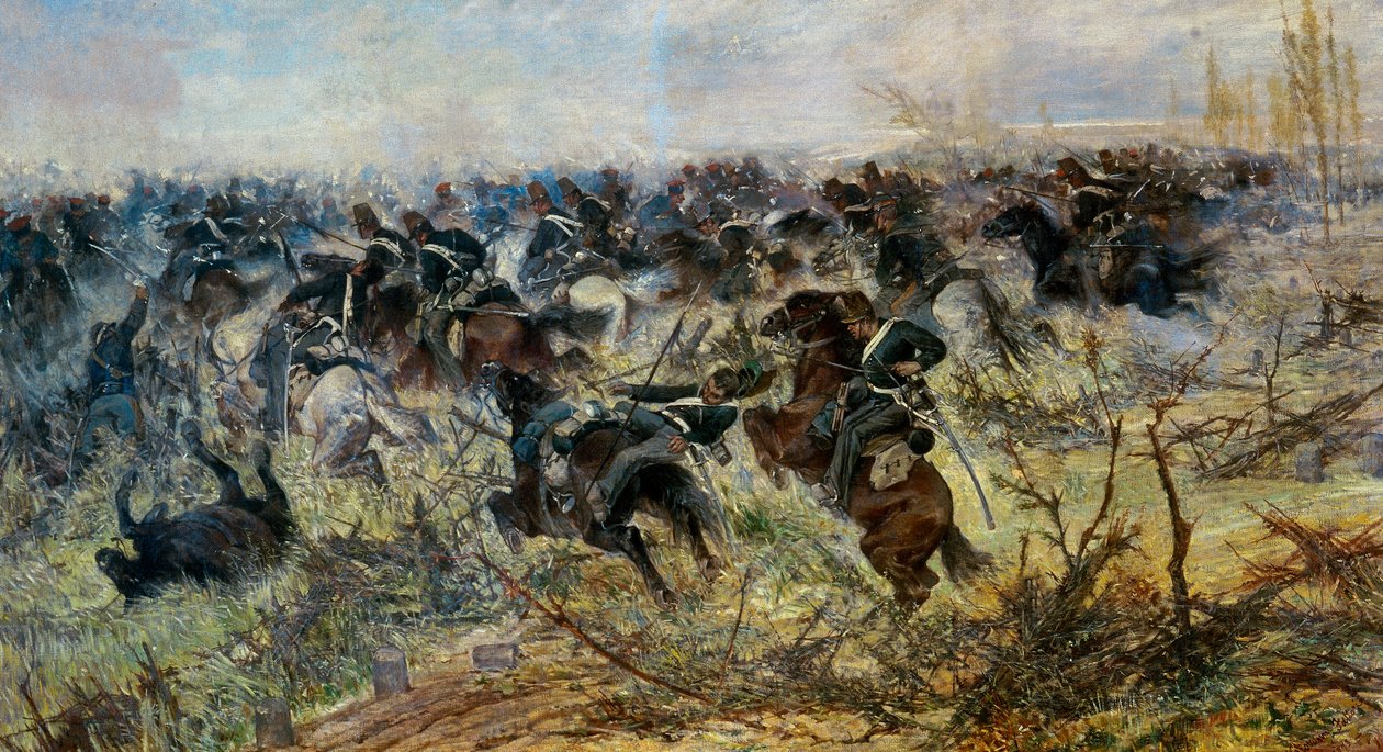 Kavaleri angreb i Montebello af Giovanni Fattori