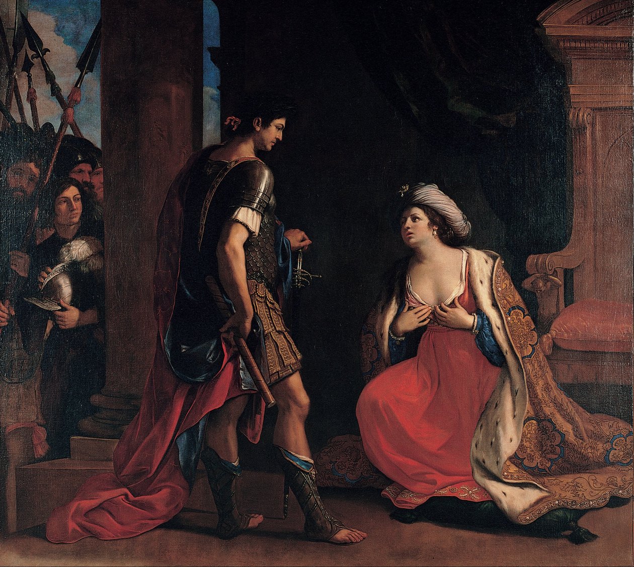 Cleopatra og Octavian af Giovanni Francesco Barbieri