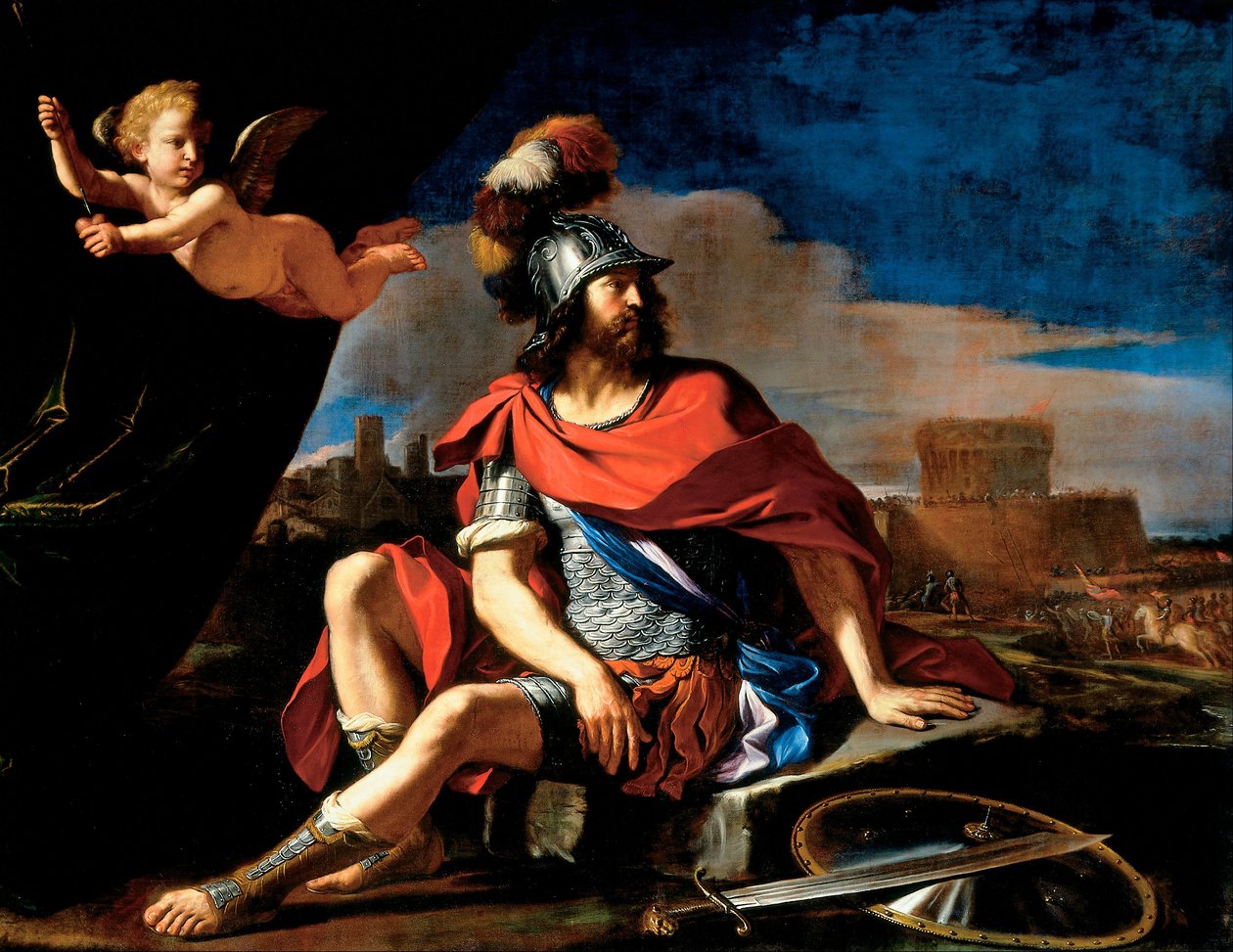Mars med Amor af Giovanni Francesco Barbieri