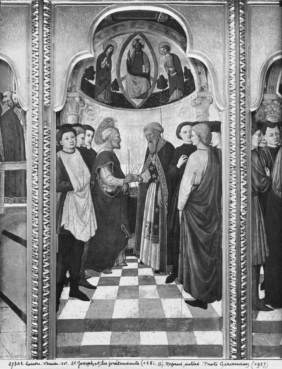 Cyklus af Jomfruens liv, St. Joseph og prætendenterne, ca. 1445 (olie på poppelpanel) af Giovanni Francesco da Rimini