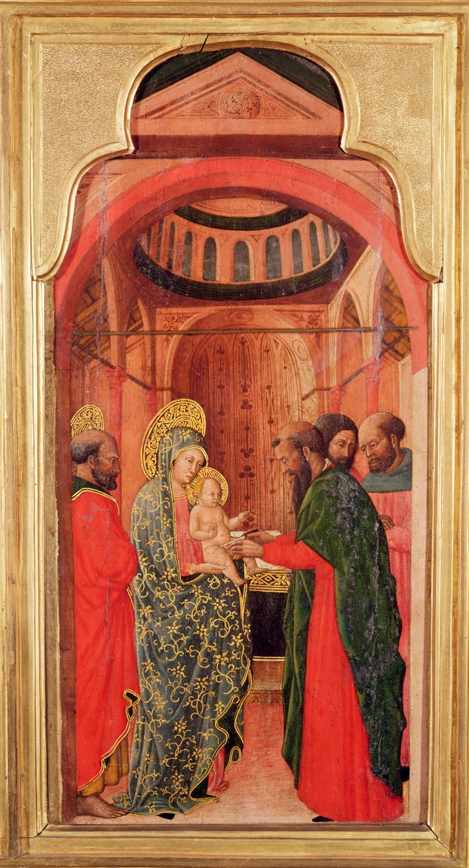 Omskærelsen, fra en altertavle, der forestiller scener fra Jomfruens liv, ca. 1445 af Giovanni Francesco da Rimini