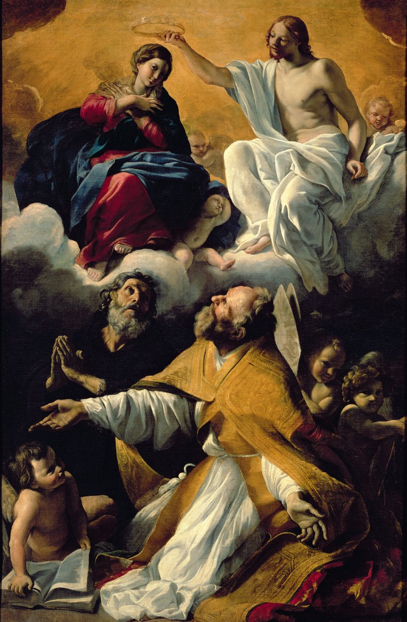 Jomfruens kroning med SS. Vilhelm af Aquitaine og Augustin af Giovanni Lanfranco