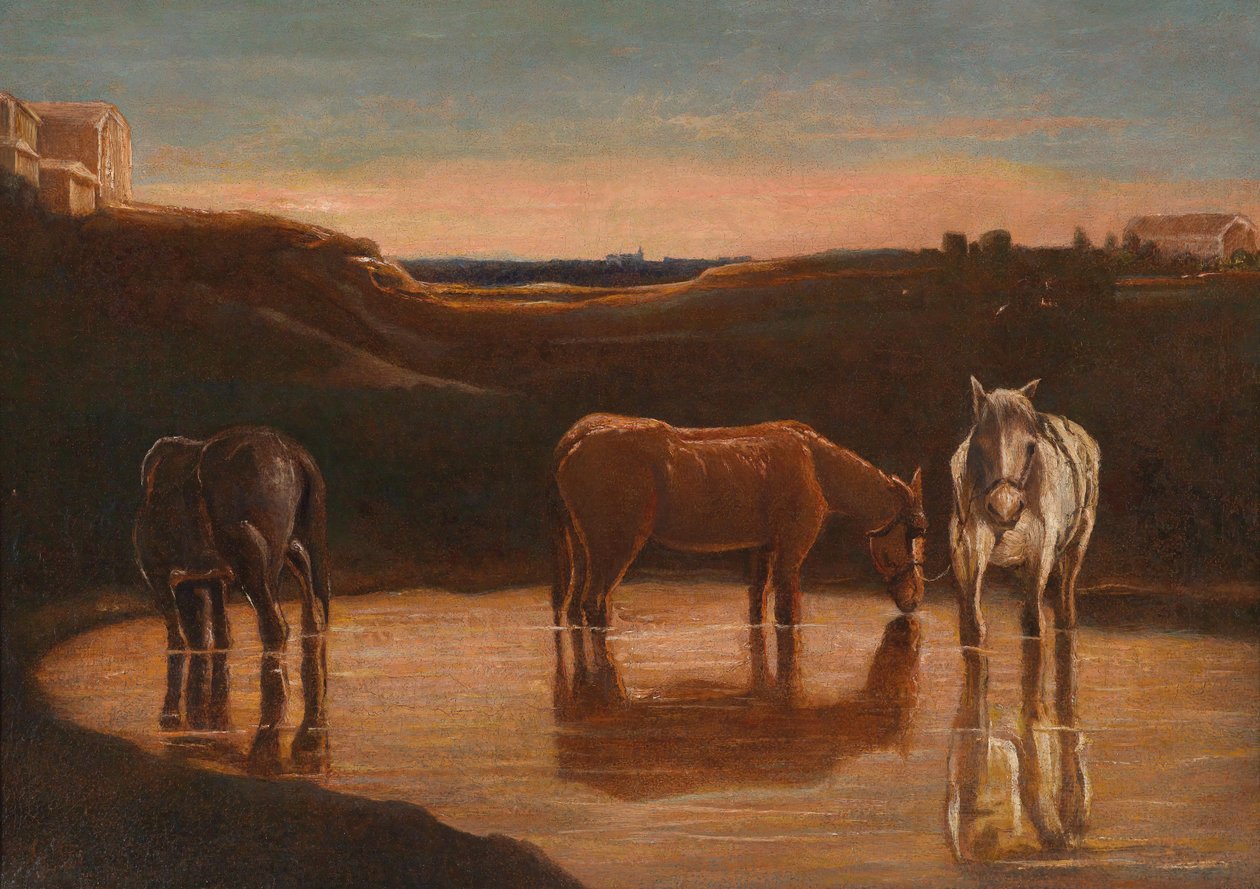 Heste ved vadestedet af Giovanni Segantini