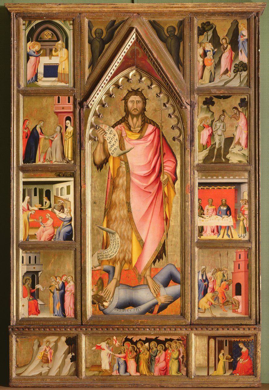 Johannes Døberen og scener fra hans liv (polyptykon) (tempera på træ) af Giovanni di Niccolo del Biondo