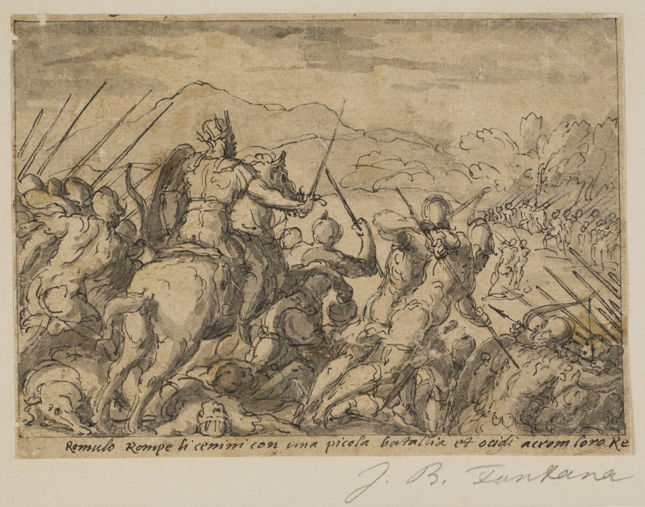 Acron angriber Romulus af Giovanni Battista Fontana