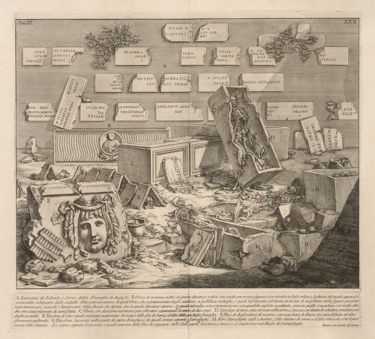 Indskrifter af frigivne og tjenere. af Giovanni Battista Piranesi