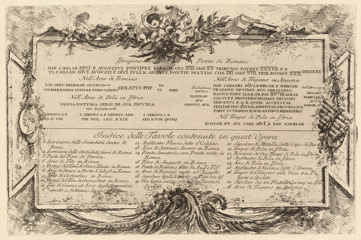 Tekstplade af Giovanni Battista Piranesi