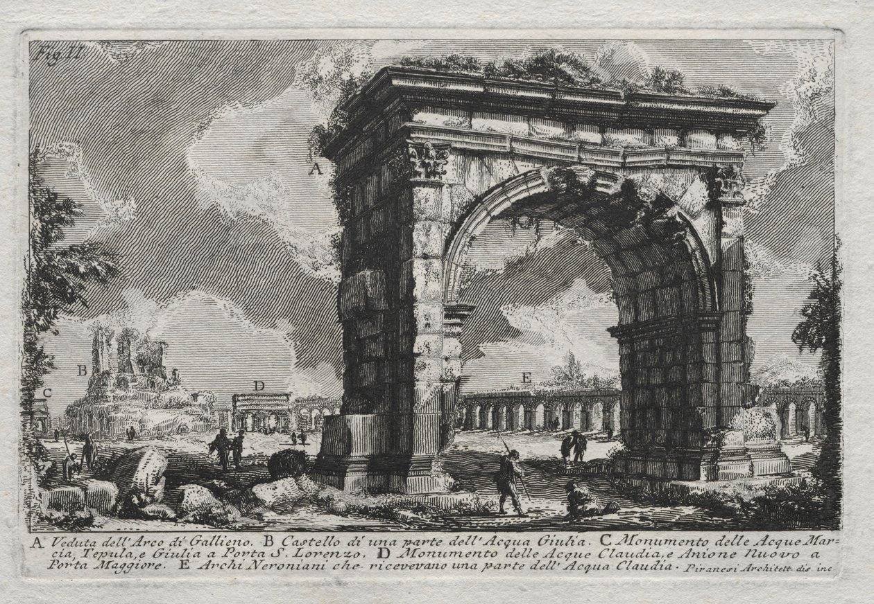 Udsigt over Gallienusbuen. af Giovanni Battista Piranesi