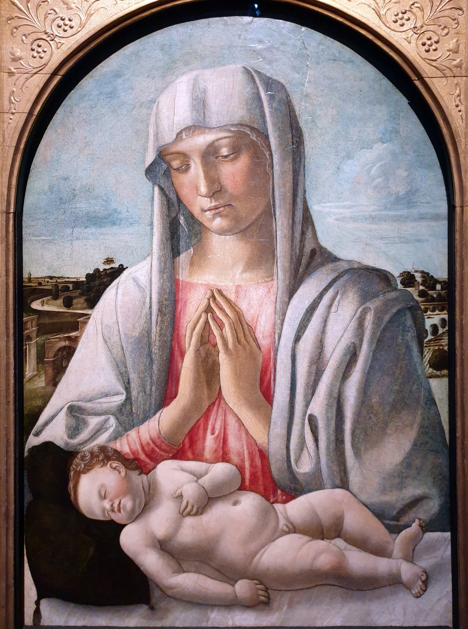 Madonna tilbeder det sovende barn af Giovanni Bellini