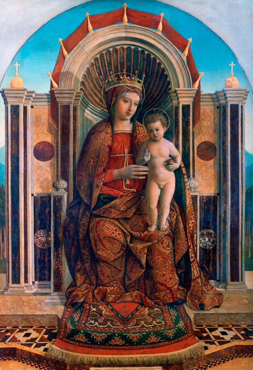Jomfruen og barnet på tronen, c1475-1485 af Giovanni Bellini