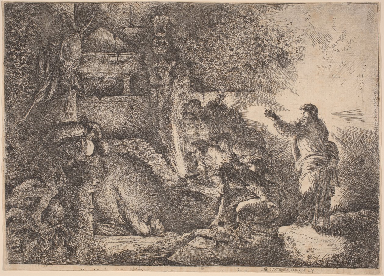 Lazarus opstandelse af Giovanni Benedetto Castiglione