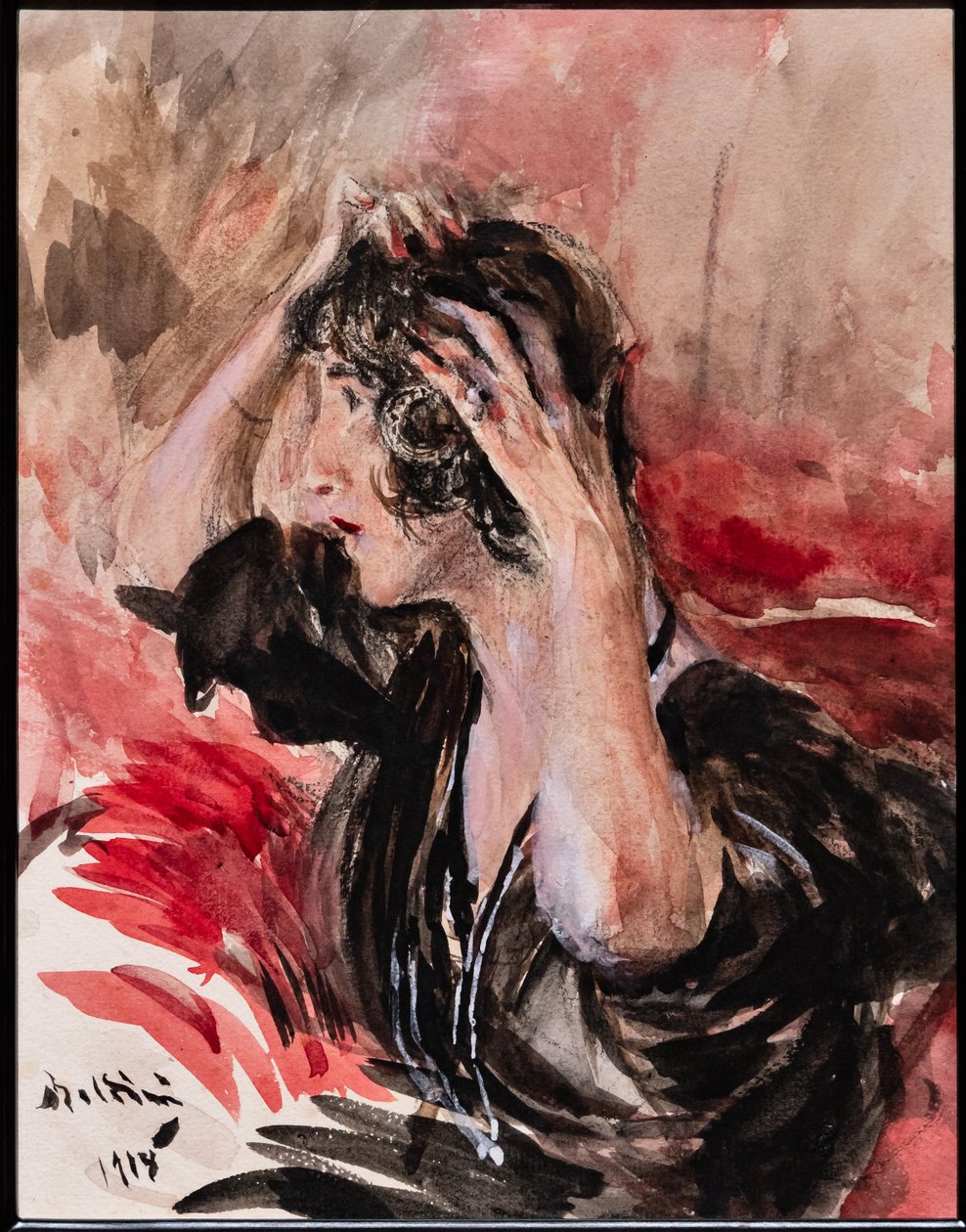 Pige ser sig selv i spejlet af Giovanni Boldini