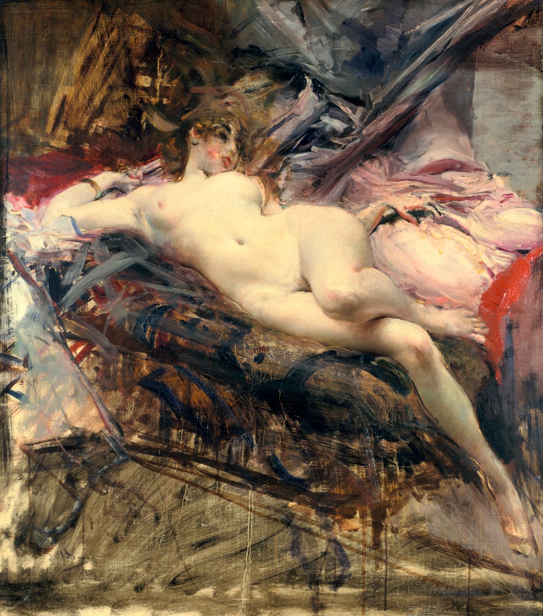 Liggende nøgen, slutningen af det 19. tidlige 20. århundrede af Giovanni Boldini