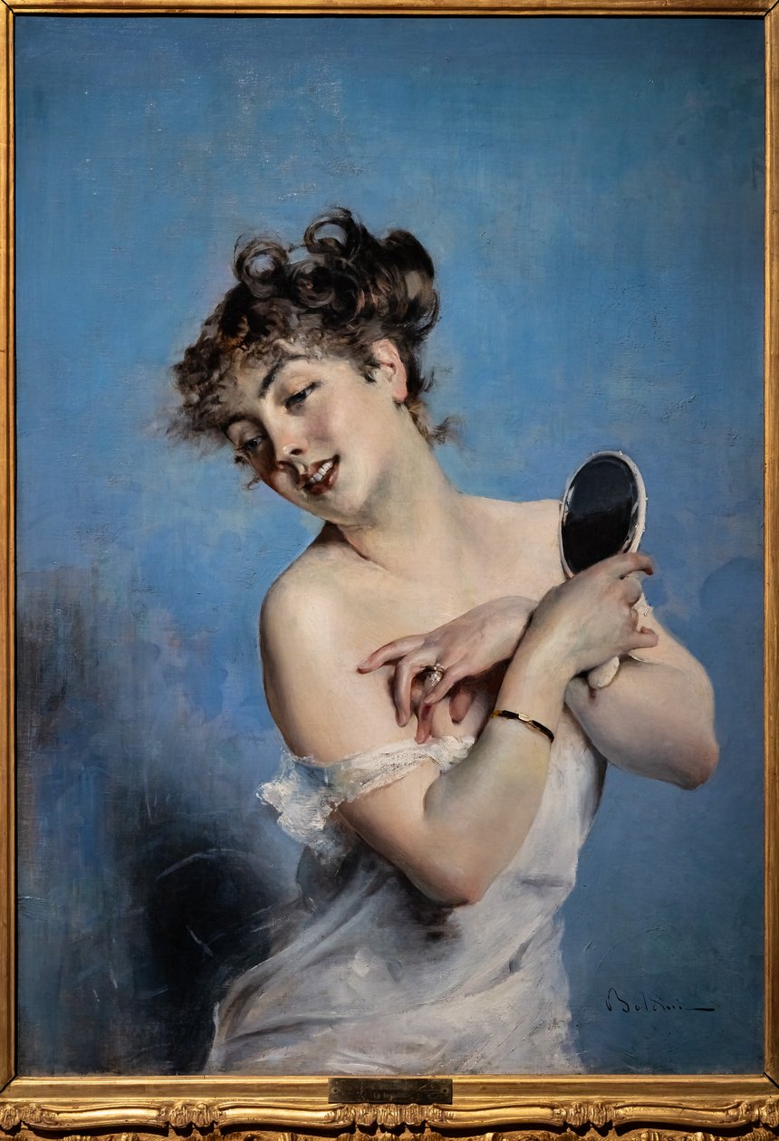 Ung kvinde i negligee af Giovanni Boldini