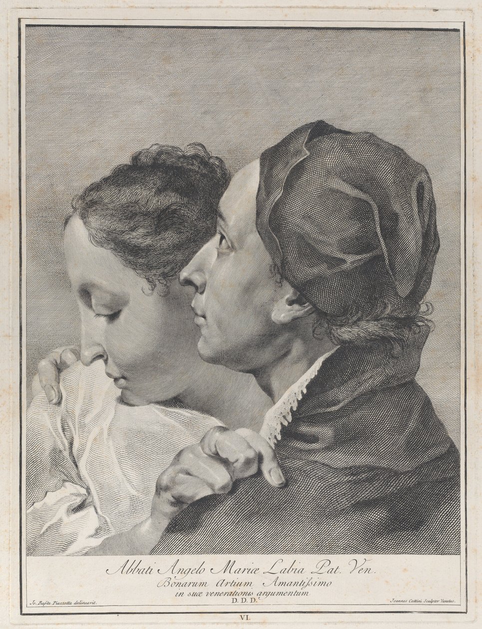 En ung mand, der omfavner en pige, 1743. af Giovanni Cattini
