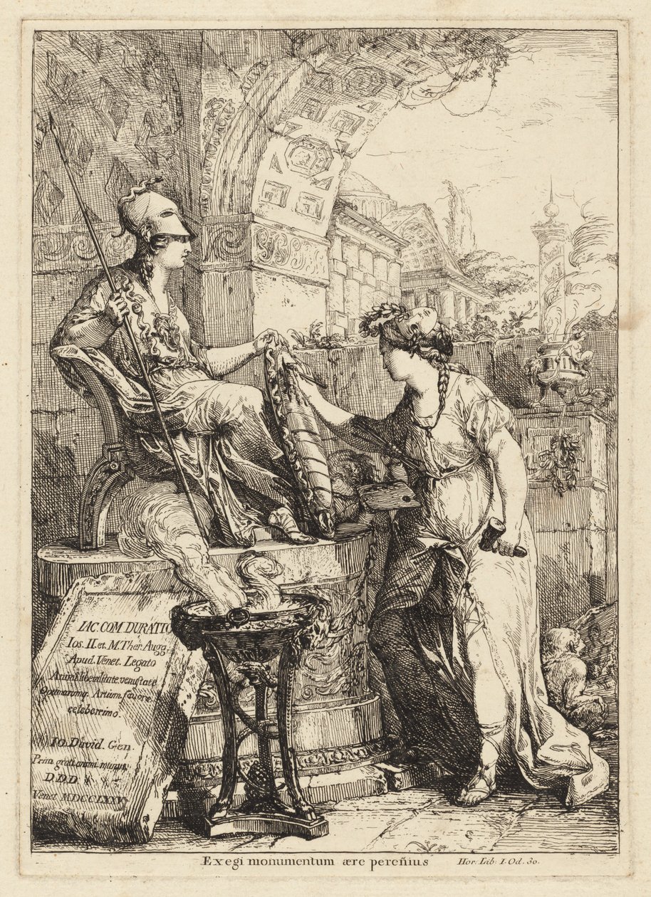 Egi Monumentum (kunst, der indskriver Minervas skjold) af Giovanni David