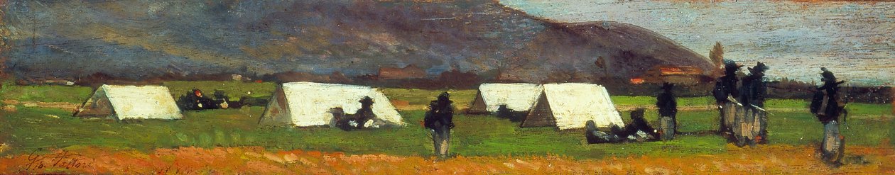 Bersaglieri-lejren, ca. 1860 (olie på plade) af Giovanni Fattori