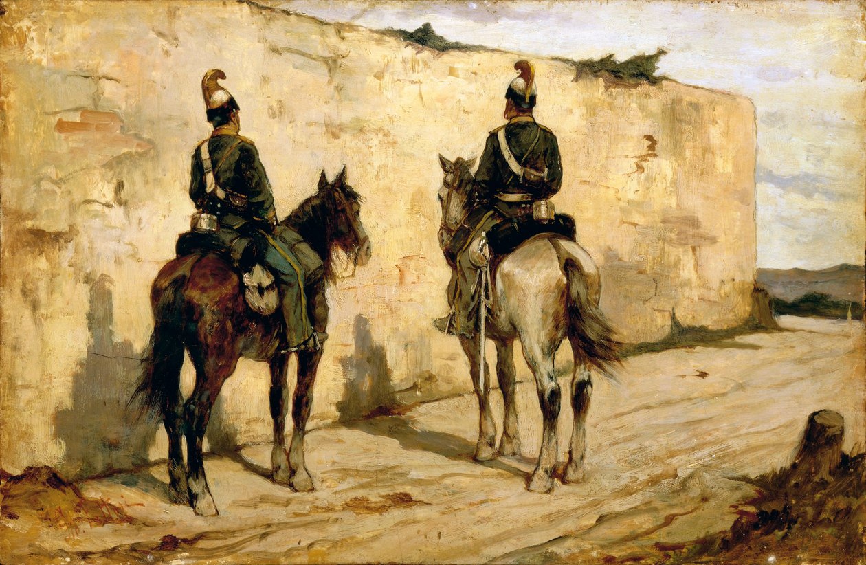 Italien, Biella, maleri af lette kavalerister af Giovanni Fattori